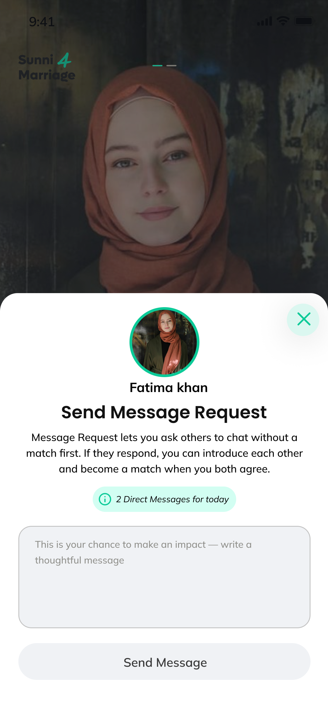 Send Message Request screen